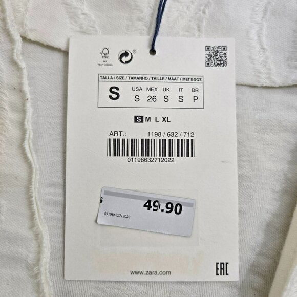 Zara Basic Women S Oversized One Button Textured Cream Cardigan - Picture 7 of 14